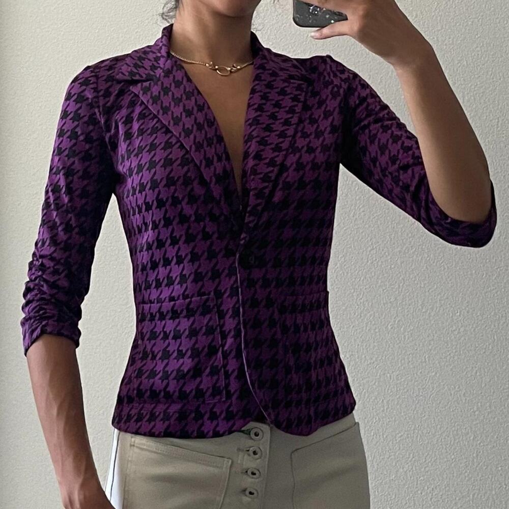 Black & Purple 3/4 Sleeves Blazer
